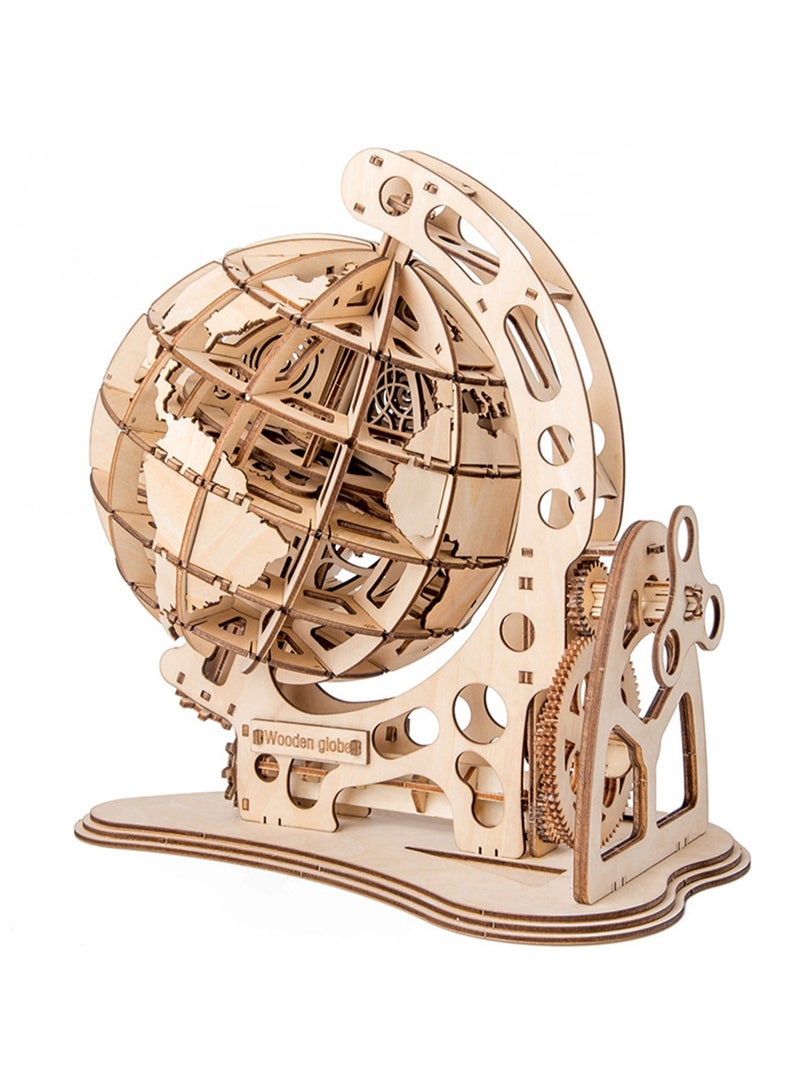 Wooden Simulation Ornaments 3D Assembled Globe Creative DIY Three-dimensional Assembly Crafts Mechanical Transmission Model Children's Toys Gifts - Image 1